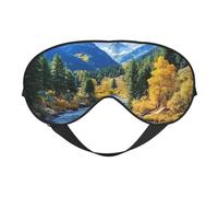 Forest Mountain View, Green Pine Print Sleep Mask with Adjustable Strap, Comfortable Eye Cover for Travel, Yoga, Napping, Sleeping & Relaxation