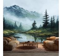 Forest Mountain Wallpaper - Misty Scenery Wall Mural - Wall Murals for Living Room Bedroom - Photo Wallpaper & Home Decor Art - 350 x 256 cm A-7141