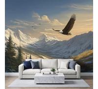 Forest Mountains Animals Eagle Photo Wallpaper, Natural Landscape Wall Mural Children Room Poster DIY Decoration Wall Covering for Bedroom Living Room Home Decor 500 x 280 cm