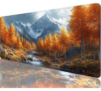 Forest Mouse Pad,600x300x3mm Mouse Mat Snow Mountain Desk Mat Large,Soft Smooth Surface with Anti-Slip Rubber Base Mousepad Waterproof,Durable,Extended Length Desk Pad for Christmas Decorations N1-874