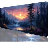 Forest Mouse Pad,700x300x3mm Mouse Mat Night Desk Mat Large, Soft Smooth Surface with Anti-Slip Rubber Base Mousepad Waterproof, Durable, Extended Length Desk Pad for Christmas Decorations N1-566