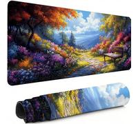 Forest Mouse Pad XXL 1200 x 600 mm, Large Mouse Mat Flower Waterproof Desk Pad with Stitched Edges and Non-Slip Rubber Base, Extended Comfortable Gaming Mousemat, Improves Speed and Precision C-4396