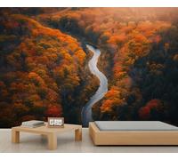 Forest Mural Autumn Forest Wallpaper Natural Scenery Wall Mural Commercial Hotel Poster Custom Wallpaper Massive Panoramic Wall Poster (Non-self-Adhesive)