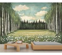Forest Mural Birch Tree Wallpaper Rural Wall Mural Panoramic Office Reception Studio Backdrop Custom Photo Wallpaper (Non-self-Adhesive)