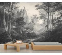 Forest Mural Retro Jungle Wallpaper Vintage Landscape Wall Mural Commercial Hotel Poster Custom Wallpaper Massive Panoramic Wall Poster (Non-self-Adhesive)