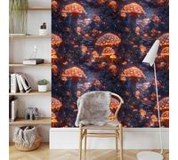 Forest Mushroom Self Adhesive Wallpaper Glowing Plant Contact Paper Peel and Stick Wallpaper Thicken Waterproof Matte with Sticky Back Canvas Wall Cabinets Furniture Stickers Decorate 0.4×10 m
