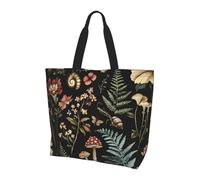 Forest Mushroom Tote Bag Women's Shoulder Handbags Flower Floral Shopping Bags Water-Resistant Large Handbag with Inner Pocket for Work Travel School