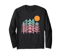 Forest Nature Mountains Geometric Gradient Batik Long Sleeve T-Shirt