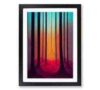Forest Neon Framed Print | A2 Black Framed Wall Art | Ready to Hang | Modern Landscape Picture | Living Room Bedroom Lounge Office