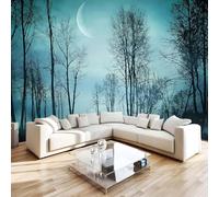 Forest Night View Photo Wallpaper 138"x101" Moon 3D Effect Panoramic Wall Murals Non-Woven Wall Paper for Bedroom Living Room TV Backdrop,Easy to Install W-302