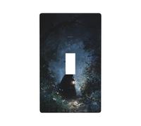 Forest Night Witch Walking with Lantern Light Switch Cover Decorative Single Toggle 1 Gang Wall Plate for Kitchen Farmhouse Bedroom Bathroom Art Decor