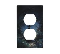 Forest Night Witch Walking with Lantern Outlet Cover Light Switch Cover Decorative 1 Gang Wall Plate for Kitchen Room Bathroom Size 7x11.4cm