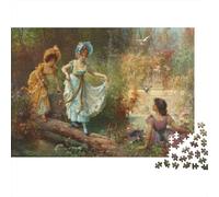 Forest Nymphs Jigsaw Puzzle 1000 Pieces Recyclable Paper Oil Painting Adult Jigsaws Party Game Props Developing Children‘s Intelligence Educational 70x50cm/1000pcs