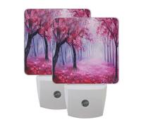 Forest Oil Painting Night Light 2 Pack Plug in Wall with Dusk to Dawn Sensor Led Lamp for Women Men Night Lights Plug in Wall Decor for Bedroom Kitchen Corridor, 0.5W