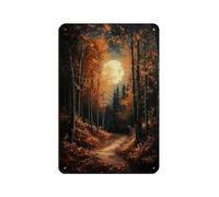 Forest on Full Moon Art Tin Sign Vintage Metal Pub Club Cafe Bar Home Wall Art Decoration Poster Retro 8x12inch(20x30cm)