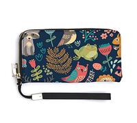 Forest Owl Bunny Reindeer Fox Bird Seamless Long Clutch Wallet, Long Handbag with Removable Wristlet Strap, PU Leather Zip Purse, Credit Pass Case Card-Holder for Men Women