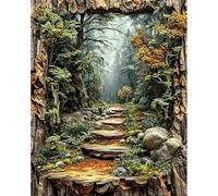 Forest Paint by Numbers for Adults, DIY Acrylic Painting Kits 12x16in