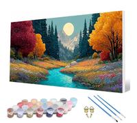 Forest Paint by Numbers for Adults, Paint by Numbers Landscape Pattern Design Painting Kits, Acrylic Painting Kit with Brushes Adult Crafts for Room Decor, Wall Art, Gifts 20 x 40 inch -hcw2507T8