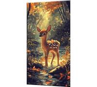 Forest Paint by Numbers for Adults, Paint by Numbers Sika Deer, Digital Painting for Adults Beginners with 3 Brushes and Acrylic Paints, DIY Oil Painting Craft for Home Wall Decor 36x72 Inch w0-1352
