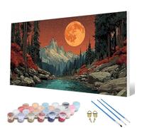 Forest Paint by Numbers for Adults, Paint by Numbers Snow Mountain Pattern Design Painting Kits, Acrylic Painting Kit with Brushes Adult Crafts for Room Decor, Wall Art, Gifts 50 x 100 cm -hcw25072P