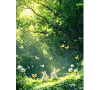 Forest Paint by Numbers for Adults, Rabbit Paint by Numbers Crystal Art Christmas, Canvas Kits with Acrylic Paint Brushes, Hobbies for Adults Women Children, Home Wall Decor (Frameless 14x22in) U718