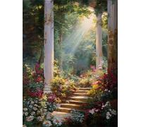 forest Paint by Numbers Kits, Adults Paint by Numbers sunlight, DIY Fun Art Kits for kids Beginners, Number Painting for Home Decor & Holiday Gifts, Stress Relief Relaxing, Without Frame 50x70cm z-373