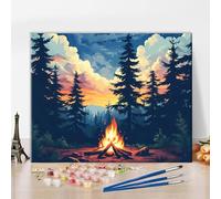 Forest Painting by Numbers Kit for Adults Enchanted Night - A Fiery Forest Adventure Under The Starry Sky Paint by Number, DIY Oil Painting Art Crafts for Home Wall Decoration, 16x20 Inch