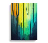 Forest Passion Blue, Green, Yellow Canvas Print for Living Room Bedroom Home Office Décor, Wall Art Picture Ready to Hang, 30x20 Inch (76x50 cm)