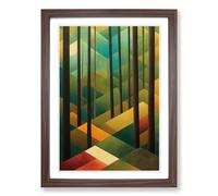 Forest Patchwork Vol.2 Framed Print | A2 Walnut Framed Wall Art | Ready to Hang | Modern Landscape Picture | Living Room Bedroom Lounge Office