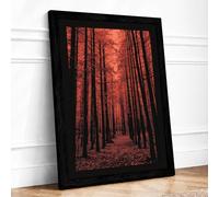 Forest Path in Amber Scandinavian Framed Wall Art Print A1 (84.1×59.4cm) Black, Wall Decor for Living Room, Bedroom, Office & Home, Ready to Hang, Art Gift