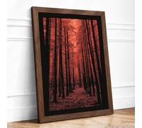 Forest Path in Amber Scandinavian Framed Wall Art Print A2 (59.4×42cm) Walnut, Wall Decor for Living Room, Bedroom, Office & Home, Ready to Hang, Art Gift