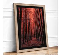 Forest Path in Amber Scandinavian Framed Wall Art Print A4 (29.7×21cm) Oak, Wall Decor for Living Room, Bedroom, Office & Home, Ready to Hang, Art Gift