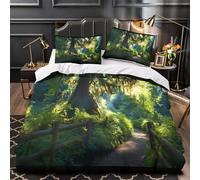 Forest Pathway Comforter Cover 3D Design Printed Premium 3 Pcs Bedding Set Zipper Nature Scenic Landscape Quilt Cover Super Soft Durable for Kids Girls Boys Adults Women Teens Single（135x200cm）