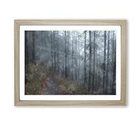 Forest Pathway Painting Modern Art Framed Wall Art Print, Ready to Hang Picture for Living Room Bedroom Home Office Décor, Oak A2 (64 x 46 cm)