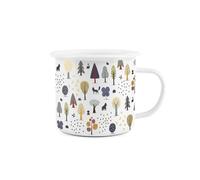 Forest Patterned Enamel Mug - Camping Gift Durable Hot Drinks White Outdoor Cup - Travel Picnics Home Hiking