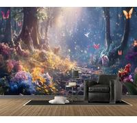 Forest Photo Wall Mural, Self Adhesive Wall Paper with Trees Pattern, Plants Wallpaper 200x140 cm for Bedroom Living Room Tv Background, Home Decoration Poster, C5