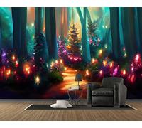 Forest Photo Wall Mural, Self Adhesive Wall Paper with Trees Pattern, Plants Wallpaper 200x140 cm for Bedroom Living Room Tv Background, Home Decoration Poster, C1