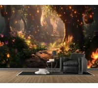 Forest Photo Wall Mural, Self Adhesive Wall Paper with Trees Pattern, Plants Wallpaper 200x140 cm for Bedroom Living Room Tv Background, Home Decoration Poster, C4