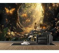 Forest Photo Wall Mural, Self Adhesive Wall Paper with Trees Pattern, Plants Wallpaper 200x175 cm for Bedroom Living Room Tv Background, Home Decoration Poster, C3