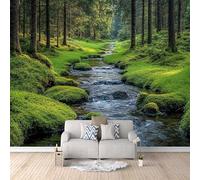 Forest Photo Wallpaper Natural Forest River Wallpaper Mural 3D Art Print, Non-Woven Wall Paper, Decoration Poster Picture Mural 500 × 280 cm / 196.8" × 110" for Living Room Bedroom