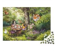 Forest Picnic Jigsaw Puzzles 1000 Pieces Recycled Paper Fairy Tale Adult Jigsaws Developing Children‘s Intelligence Educational Game for Family 38x26cm/1000pcs