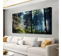 Forest Pictures Canvas Wall Art for Living room Bedroom Wall Decor,Tree Wall Art Print Paitnings for home Decor,Morden Artwork Morning light Dreamy Forest Canvas Art Waterproof Stretched Ready to