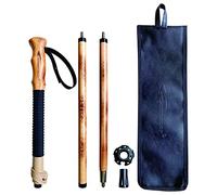 FOREST PILOT Trekking Poles- 1-pc Pack - Adjustable Hiking or Walking Stick -Strong, Natural Beech wood - Quick Adjust Flip-Lock - Beech wood Grip, Leather Strap (Black)