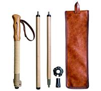 FOREST PILOT Trekking Poles- 1-pc Pack - Adjustable Hiking or Walking Stick -Strong, Natural Beech wood - Quick Adjust Flip-Lock - Beech wood Grip, Leather Strap (Brown)