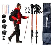 FOREST PILOT Trekking Poles - Lightweight 7075 Aluminum with Flip Lock & All Terrain Accessories - Pair of 2 Walking Sticks for Hiking with EVA or Beech Wood Grip (EVA Grip- Orange)