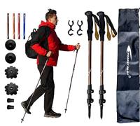 FOREST PILOT Trekking Poles - Lightweight 7075 Aluminum with Flip Lock & All Terrain Accessories - Pair of 2 Walking Sticks for Hiking with EVA or Beech Wood Grip (EVA Grip- Brown)