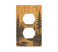 Forest Pine Tree Woodland Decorative Light Switch Cover Plate - 1-Gang Duplex Outlet Wall Plate, Modern Outlet Cover Faceplate for Bathroom, Kitchen, Home Décor, Vintage Switch Plate Covers
