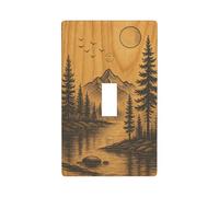 Forest Pine Tree Woodland Decorative Light Switch Cover Plate - 1 Gang Single Rocker Wall Plate, Modern Outlet Cover Faceplate for Bathroom, Kitchen, Home Décor, Vintage Switch Plate Covers