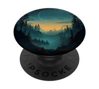 Forest Pine Trees Clouds Moon Mountains Graphic PopSockets Swappable PopGrip