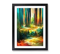 Forest Portrait No.4 Abstract Framed Print | A4 Black Framed Wall Art | Ready to Hang | Abstract Landscape Picture | Living Room Bedroom Lounge Office